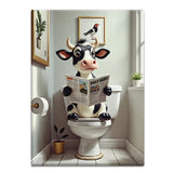 HIGHLAND CREW - DAIRY COW - On Toilet White Fridge Magnet Metal Signs