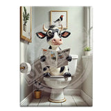 HIGHLAND CREW - DAIRY COW - On Toilet White Fridge Magnet Metal Signs
