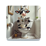 HIGHLAND CREW - DAIRY COW - On Toilet White Melamine Coaster Metal Signs