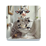 HIGHLAND CREW - DAIRY COW - On Toilet White Melamine Coaster Metal Signs