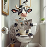 HIGHLAND CREW - DAIRY COW - On Toilet White Metal Signs