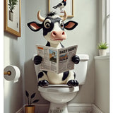 HIGHLAND CREW - DAIRY COW - On Toilet White Metal Signs