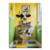 HIGHLAND CREW - DAIRY COW - On Toilet Yellow Fridge Magnet Metal Signs
