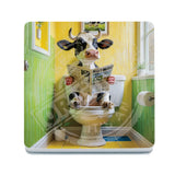 HIGHLAND CREW - DAIRY COW - On Toilet Yellow Melamine Coaster Metal Signs