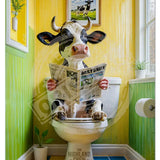 HIGHLAND CREW - DAIRY COW - On Toilet Yellow Metal Signs