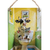 HIGHLAND CREW - DAIRY COW - On Toilet Yellow Metal Signs