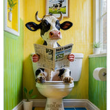 HIGHLAND CREW - DAIRY COW - On Toilet Yellow Metal Signs