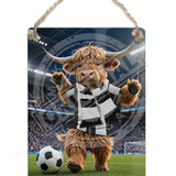 HIGHLAND CREW Football Black White Scarf Dangler Metal Signs