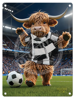 HIGHLAND CREW Football Black White Scarf Mini Metal Sign 15cm x 20cm Metal Signs