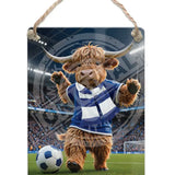 HIGHLAND CREW Football Blue White Scarf Dangler Metal Signs