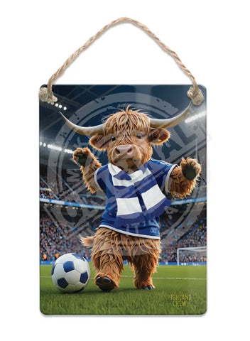 HIGHLAND CREW Football Blue White Scarf Fridge Magnet Metal Signs