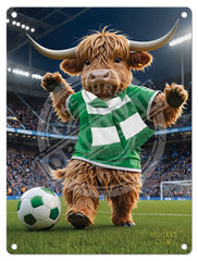 HIGHLAND CREW Football Green White Scarf Mini Metal Sign 15cm x 20cm Metal Signs