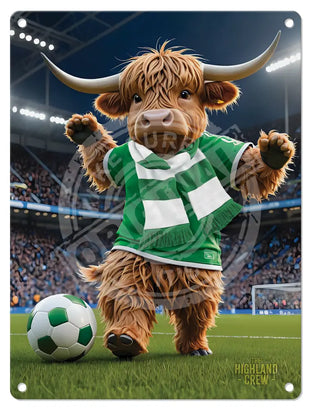 HIGHLAND CREW Football Green White Scarf Mini Metal Sign 15cm x 20cm Metal Signs