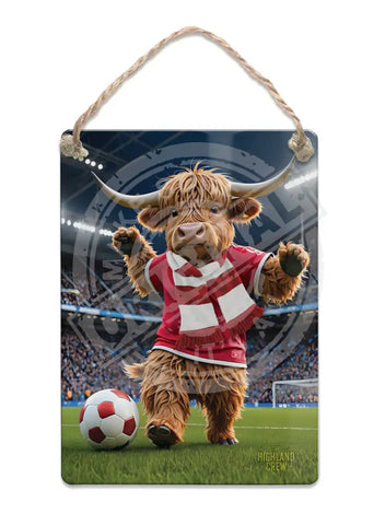 HIGHLAND CREW Football Red White Scarf Fridge Magnet Metal Signs