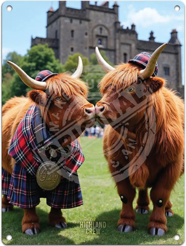 HIGHLAND CREW - Kissing At The Castle Fridge Magnet Metal Signs