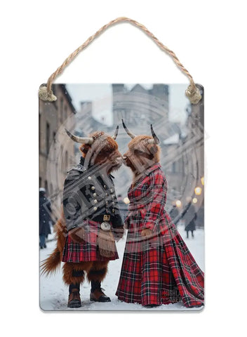 HIGHLAND CREW - Kissing Snow Fridge Magnet Metal Signs