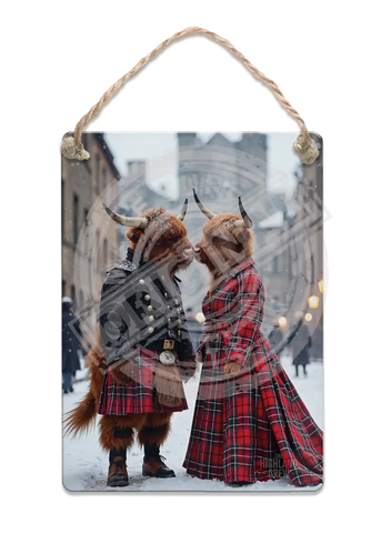 HIGHLAND CREW - Kissing Snow Fridge Magnet Metal Signs