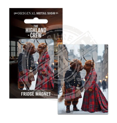 HIGHLAND CREW - Kissing Snow Fridge Magnet Metal Signs