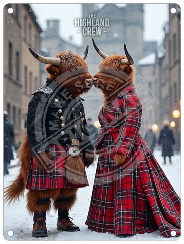 HIGHLAND CREW - Kissing Snow Fridge Magnet Metal Signs