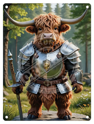 HIGHLAND CREW - Knight Mini Metal Sign 15cm x 20cm Metal Signs