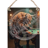 HIGHLAND CREW - Playing Pool Dangler Metal Signs