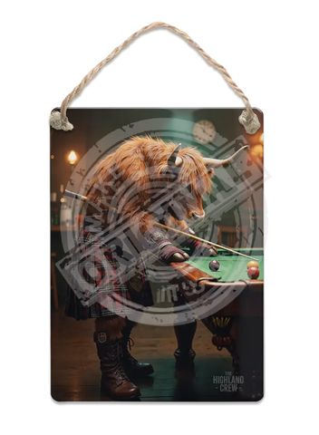 HIGHLAND CREW - Playing Pool Fridge Magnet Metal Signs