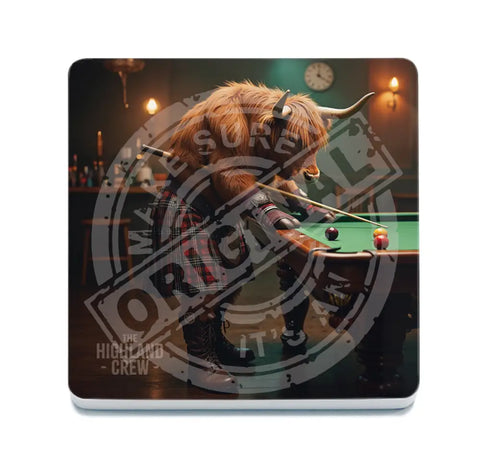 HIGHLAND CREW - Playing Pool Fridge Magnet Metal Signs