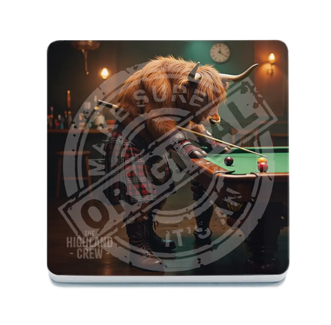 HIGHLAND CREW - Playing Pool Fridge Magnet Metal Signs