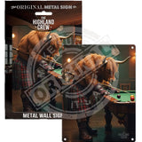 HIGHLAND CREW - Playing Pool Mini Metal Sign 15cm x 20cm Metal Signs