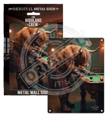 HIGHLAND CREW - Playing Pool Fridge Magnet Metal Signs