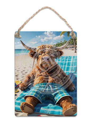 HIGHLAND CREW - Sunbathing Fridge Magnet Metal Signs