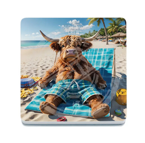 HIGHLAND CREW - Sunbathing Fridge Magnet Metal Signs