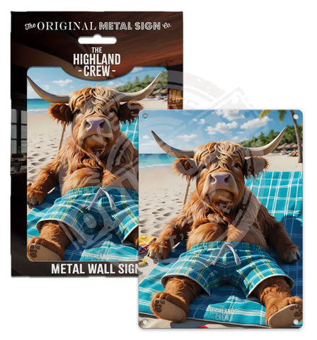 HIGHLAND CREW - Sunbathing Fridge Magnet Metal Signs