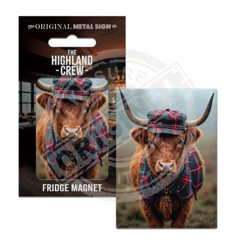 HIGHLAND CREW - Tartan Hat Fridge Magnet Metal Signs