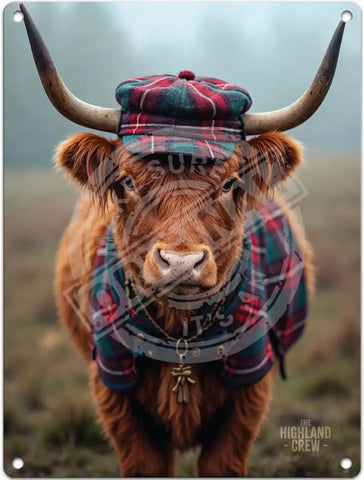 HIGHLAND CREW - Tartan Hat Fridge Magnet Metal Signs