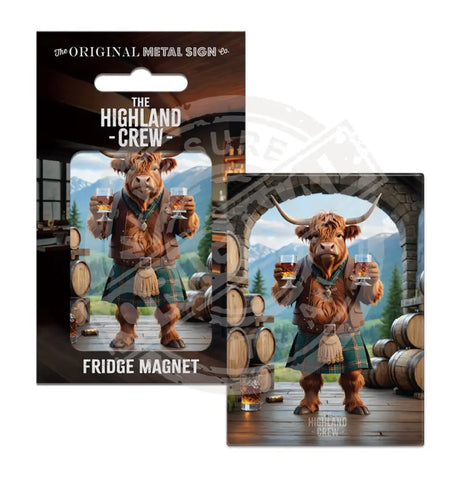 HIGHLAND CREW - Whisky Barrels Fridge Magnet Metal Signs