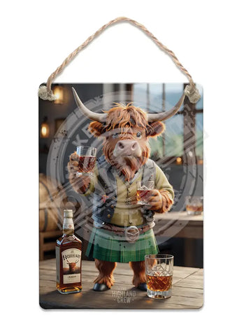HIGHLAND CREW - Whisky Cheers Fridge Magnet Metal Signs