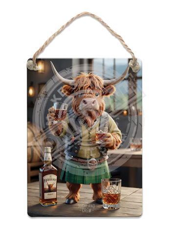 HIGHLAND CREW - Whisky Cheers Fridge Magnet Metal Signs