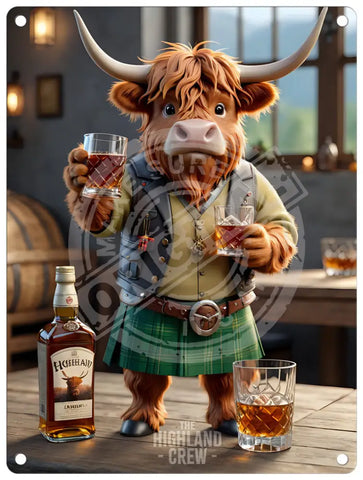 HIGHLAND CREW - Whisky Cheers Fridge Magnet Metal Signs