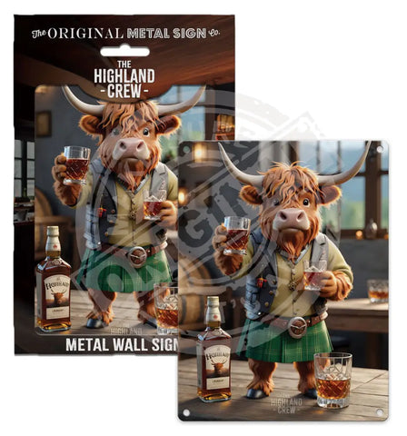 HIGHLAND CREW - Whisky Cheers Fridge Magnet Metal Signs