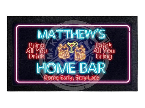 Home Bar neon look Personalised Bar Runner