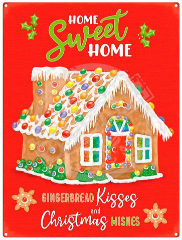 Home Sweet Home Gingerbread Kisses. christmas metal sign