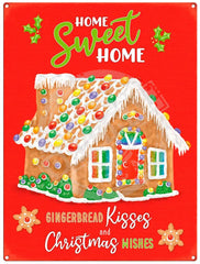 Home Sweet Home Gingerbread Kisses. christmas metal sign