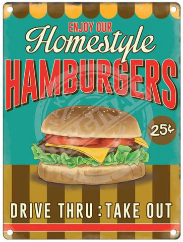 Homestyle Hamburgers Metal Signs