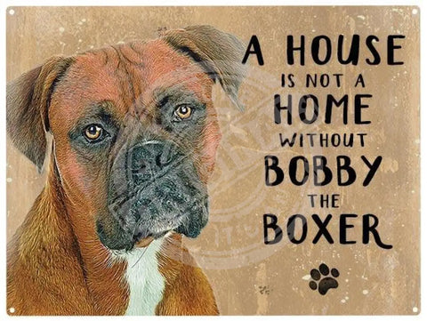 Personalised boxer dog metal sign