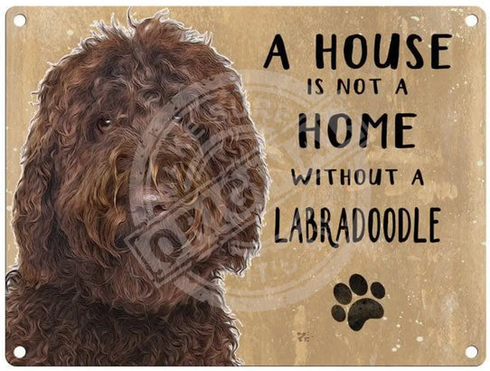 House Is Not A Home - Brown Labradoodle Metal Signs