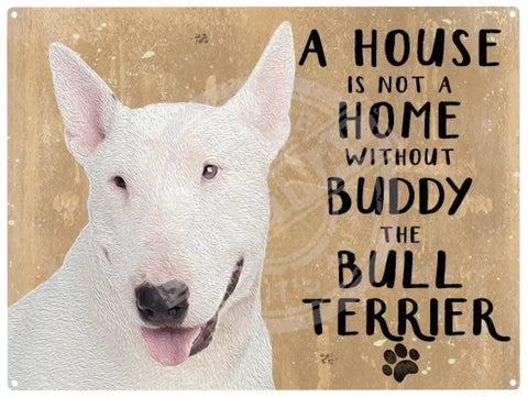 Personalised bull terrier dog metal sign