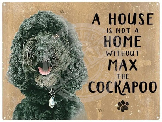 Personalised black cockapoo metal sign