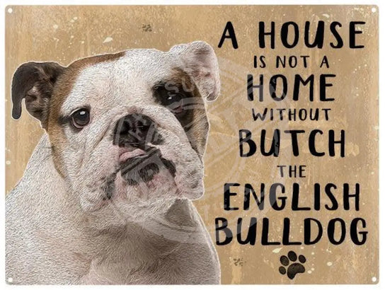 Personalised english bulldog metal sign