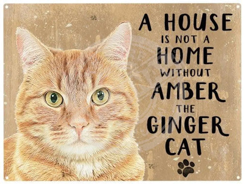 Personalised ginger cat metal sign